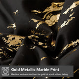 Black Gold Metallic Marble Comforter Set, Queen/King Size, Foil Print Glitter 3-Piece Bedding