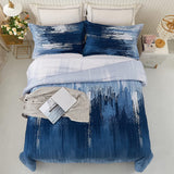 Ombre Blue Comforter Set, Queen/King Size, Gradient Blue Grey 3-Piece Boho Bedding