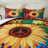 Floral Sunflower Comforter Set, Queen/King Size, Quilted Bedding with Pillowcases