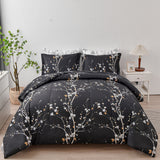 Soft Leaves Comforter Set, Queen/King Size, Quilted Bedding with Pillowcases