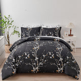 Soft Leaves Comforter Set, Queen/King Size, Quilted Bedding with Pillowcases