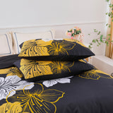 Queen/King Comforter Set, Black/Gold Floral 3-Piece Bedding, Soft Microfiber for All Seasons