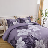 Queen/King Comforter Set, Dark Purple Floral 3-Piece Bedding, Soft Microfiber for All Seasons