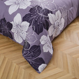 Queen/King Comforter Set, Dark Purple Floral 3-Piece Bedding, Soft Microfiber for All Seasons