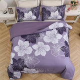 Queen/King Comforter Set, Dark Purple Floral 3-Piece Bedding, Soft Microfiber for All Seasons