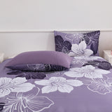 Queen/King Comforter Set, Dark Purple Floral 3-Piece Bedding, Soft Microfiber for All Seasons