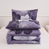 Queen/King Comforter Set, Dark Purple Floral 3-Piece Bedding, Soft Microfiber for All Seasons