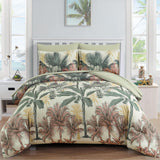 Soft Floral Leaf Comforter Set, Queen/King Size, Warm Quilted Bedding with Pillowcases