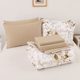 Soft Floral Leaf Comforter Set, Queen/King Size, Plush Quilted Bedding with Pillowcases