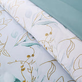 Soft Floral Leaf Comforter Set, Queen/King Size, Quilted Cozy Bedding with Pillowcases