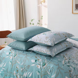 Soft Floral Leaf Comforter Set, Queen/King Size, Quilted Cozy Bedding with Pillowcases