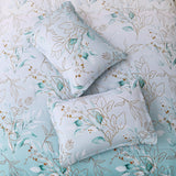 Soft Floral Leaf Comforter Set, Queen/King Size, Quilted Cozy Bedding with Pillowcases