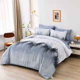 Floral Stripes Comforter Set, Queen/King Size, Warm 3-Piece Bedding with Pillowcases