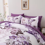 Elegant Floral Comforter Set, Queen/King Size, Warm Quilted Bedding with Pillowcases