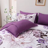 Elegant Floral Comforter Set, Queen/King Size, Warm Quilted Bedding with Pillowcases