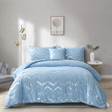 Metallic Print Comforter Set, Queen/King Size, Chic 3-Piece Bedding with Pillowcases