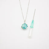 Gift Gox - Aroma Necklace White Gold - Planet Celestial Aqua (Light Blue) + Purify Oil Blend