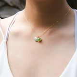 Gift Gox - Aroma Necklace 925 Silver, Gold coated - Green Shell Electric Lime (Light Green) + Purify Oil Blend