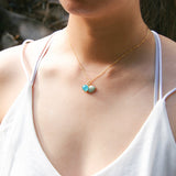 Gift Gox - Aroma Necklace 925 Silver, Gold coated - Green Shell Ocean Breeze (Light blue) + Purify Oil Blend