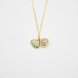 Gift Gox - Aroma Necklace 925 Silver, Gold coated - Green Shell Dreamy Lavender (Light Purple) + Purify Oil Blend