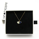 Gift Gox - Aroma Necklace 925 Silver, Gold coated - Green Shell Ocean Depth (Dark Blue) + Purify Oil Blend