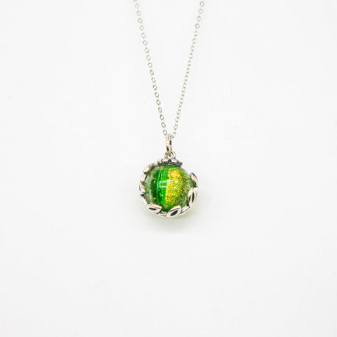 Gift Gox - Aroma Necklace White Gold - Planet Aurum Verdant (Gold Green) + Purify Oil Blend