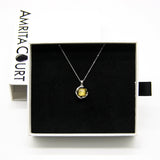 Gift Gox - Aroma Necklace White Gold - Planet Stellar Midnight (Golden dark blue) + Purify Oil Blend