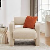 Lilah Modern Boucle Fabric Armchair - Light Sand