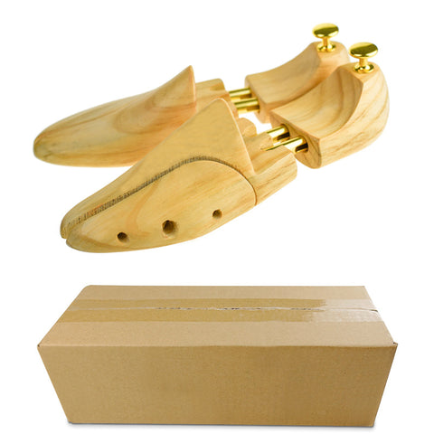 Adjustable Pine Wood Shoe Tree with Brass Knobs, Size EUR 41-42