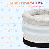 Fluffy Donut-Shaped Pet Bed- Soft, Cozy, and Anti-Anxiety for Dogs and Cats, Machine Washable  Gradient Gray  Size:L 90*65*20cm