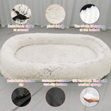 Fluffy Donut-Shaped Pet Bed- Soft, Cozy, and Anti-Anxiety for Dogs and Cats, Machine Washable  Light Gray  Size:S 60*15*18cm