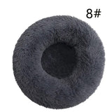 Calming Donut Pet Bed -Soft Faux Fur, Anti-Anxiety Fluffy Round Bed for Cats and Small Dogs (Dark Gray)50cm