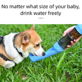 2-in-1 Portable Pet Water and Food Bottle - Leak-Proof Design with Water Lock and Easy Dispenser,300ml Water+200ml food feeder Blue Colour