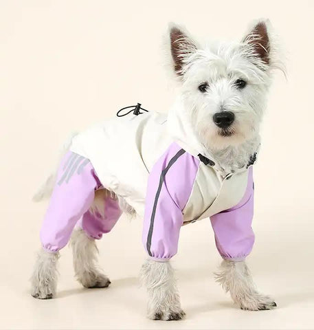 Waterproof Dog Raincoat with Hidden Leash Hole - Windproof and Comfortable for Outdoor Walks, Size:L (Back Length 30cm/11.81in, Bra 44cm/17.32in) Purple