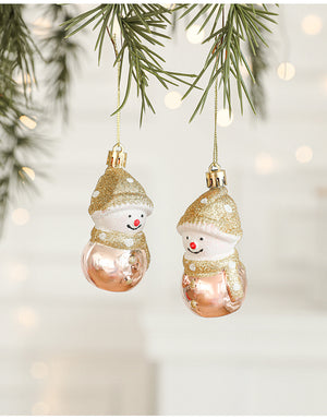 Set of 10 Christmas Ornaments -Gold & Rose Gold Holiday Tree Decorations