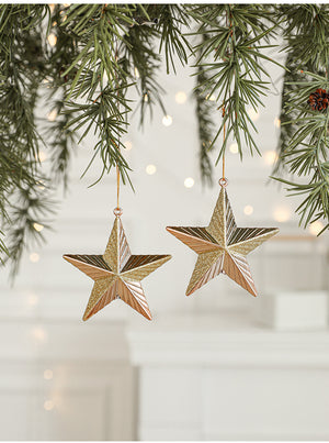 Set of 10 Christmas Ornaments -Gold & Rose Gold Holiday Tree Decorations