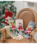 Set of 4 Christmas Stockings with Santa, Reindeer, Snowman, and Teddy Bear - Holiday Mantel Decor