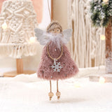 Fluffy Angel Hanging Ornament with Heart and Glitter Wings - Christmas Tree Decoration 16*10 cm Pink(6 pieces)