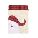 Large Santa Claus Gift Bag with Drawstring Closure - Plaid Christmas Sack for Holiday Presents (3 pieces)