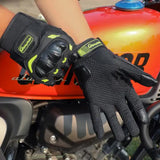 High-Performance Motorcycle Riding Gloves with Hard Knuckle Protection - Anti-Slip, Touchscreen Compatible, Neon Accents (Green,XL size)