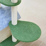 Floral Cat Tree with Cozy Hideaway and Scratching Posts (50x38x92 cm)