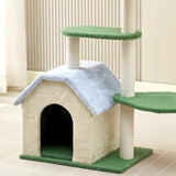 Floral Cat Tree with Cozy Hideaway and Scratching Posts (50x38x92 cm)