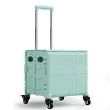 Foldable Rolling Storage Cart with Telescopic Handle - Large Capacity, Portable Utility Box  45L Green