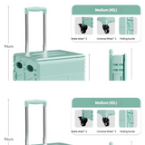 Foldable Rolling Storage Cart with Telescopic Handle - Large Capacity, Portable Utility Box  45L white