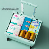 Foldable Rolling Storage Cart with Telescopic Handle - Large Capacity, Portable Utility Box  45L white