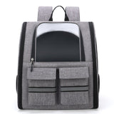 Grey Collapsible Pet Carrier Backpack with Trolley Sleeve