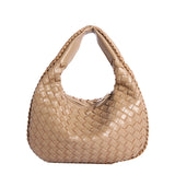 Luxury Woven Leather Hobo Bag - Elegant Shoulder Tote 34*21cm (khaki)