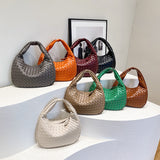 Luxury Woven Leather Hobo Bag - Elegant Shoulder Tote 34*21cm (khaki)