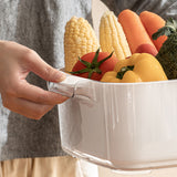 Two-Layer Drain Basket Colander - Medium Size (Ivory, 2 set)