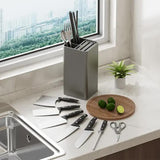 Multi-Functional Square Knife Holder - Compact Kitchen Storage Organizer (grey)